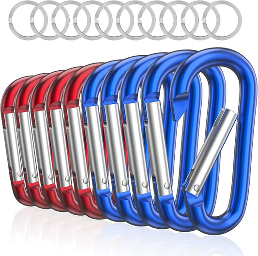 sprookber 3" Aluminum Carabiner D Ring, Caribeener Clips, Spring Snap Hook by Sprookber