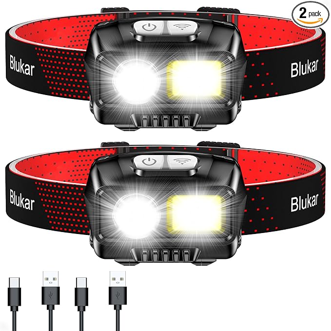 Blukar LED Headlamp Rechargeable, 2000L High Lumen Super Bright Dimmable by Blukar