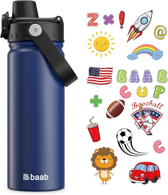 baab 18oz Kids Water Bottle, Insulated Kids Water Bottle by baabKidWatterBottle