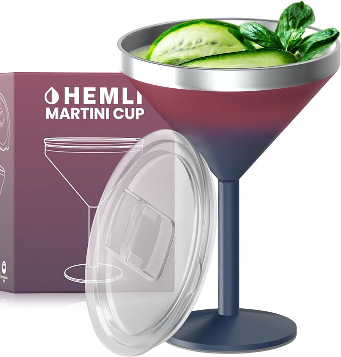 Martini Glass, Stainless Steel Insulated Martini Tumbler, Cocktail Cup by Hemli
