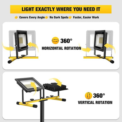 Upgraded LED Work Lights with Stand, 2-Head Adjustable Work Light, Waterproof - Image 3