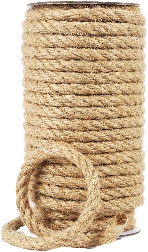 Natural Jute Twine, 8MM x 50FT Jute Rope Roll, Heavy Duty Thick Twine by RadixRope