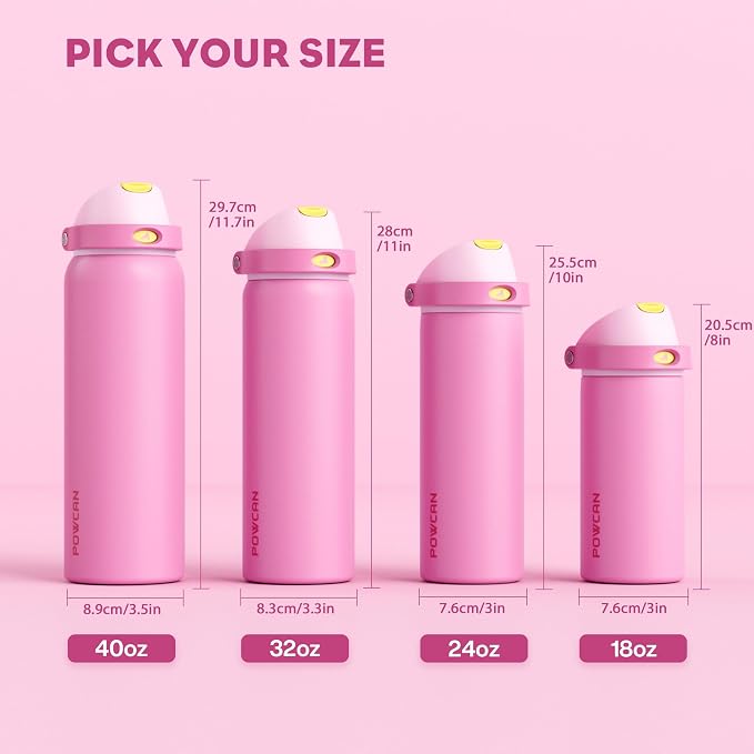 POWCAN 18 oz Steel Water Bottle: 2-in-1 Push-Button Spout & Quick-Flip Straw - Image 8