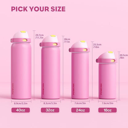 POWCAN 18 oz Steel Water Bottle: 2-in-1 Push-Button Spout & Quick-Flip Straw - Image 8