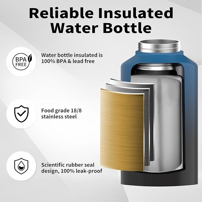 WATERSY 2/3 Gallon Water Bottle Insulated, BPA Free&Leak Proof, 87oz Stainless - Image 3