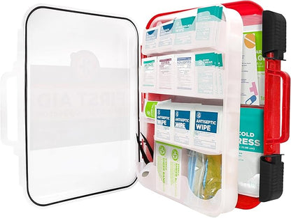 Be Smart Get Prepared First Aid Kit Hard Red Case 326 Pieces Exceeds OSHA and - Image 2