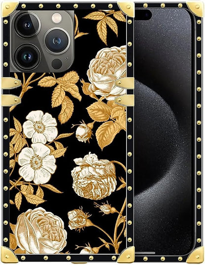 Compatible with iPhone 16 Pro Case, Blooming Rose Golden Flower Luxury Golden by Unknown