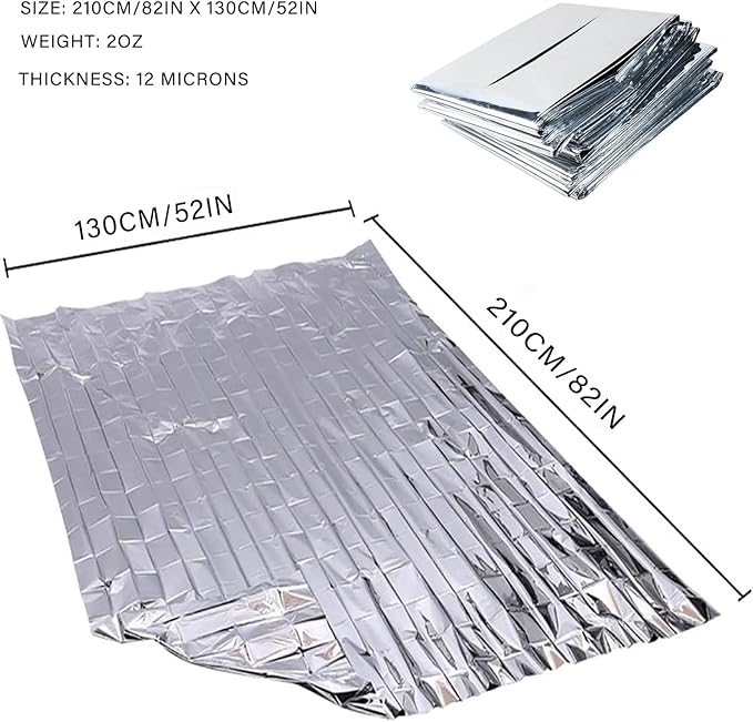 Emergency Foil Blanket Silver, Survival Thermal Mylar Blankets Individually - Image 3