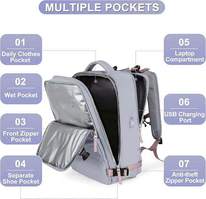 coofay Large Travel Backpack For Women Airline Approved Carry On Backpack - Image 3