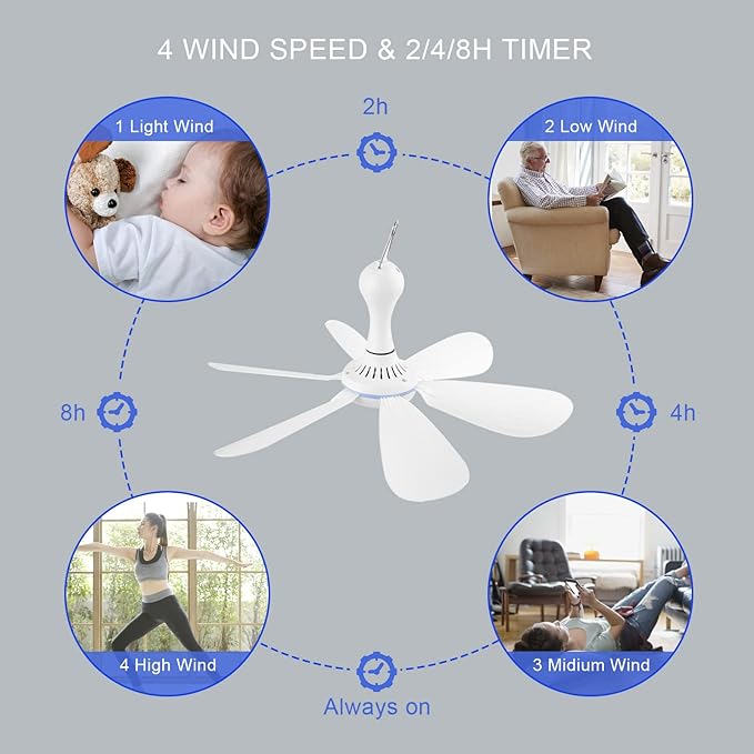 Silent USB Powered Ceiling Fan - Image 4