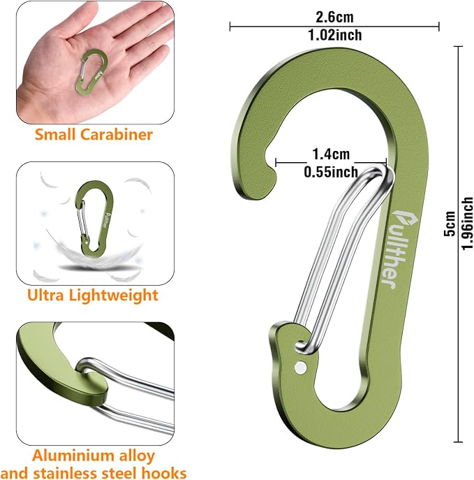 Aluminum Carabiner Clips- Set of 20, Carabiner Clip 2 inch - Image 2