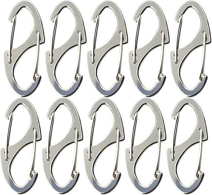 Small Carabiner Clips 1.6 inch Metal Double Sided Spring Gate Snap Hooks by Bytiyar