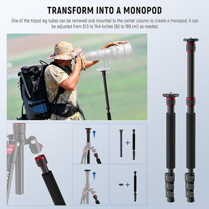 NEEWER Basics TP15 Camera Tripod Monopod, Ball Head Not Included - Image 6