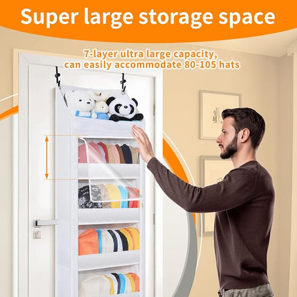 Toread 7-Layer Door-Mounted Baseball Cap Organizer, Dust-Proof Hat Rack Holds - Image 6