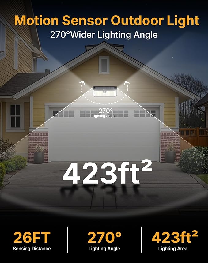 Solar Security Lights Outdoor, 466 LED 4000Lm Ultra Bright, 270° Wide Motion - Image 6
