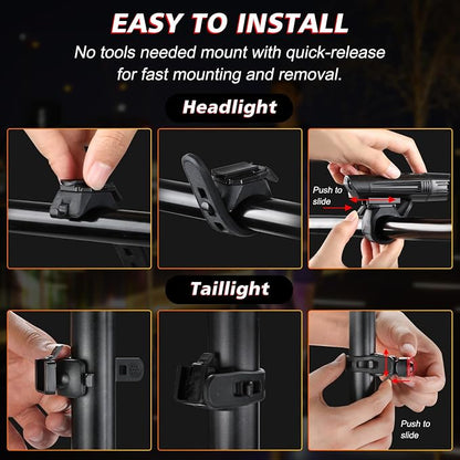 Ascher Ultra Bright USB Rechargeable Bike Light Set, Powerful Bicycle Front - Image 8