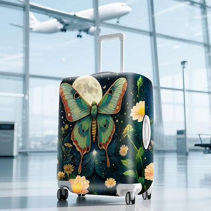 Moonlit Butterfly Flower MothTravel Luggage Cover -Stretchable Airplane - Image 9