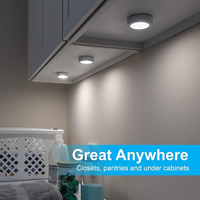 GE Wireless LED Tap-Lights, Battery Operated, 20 Lumens, Touch-Activated Puck - Image 6