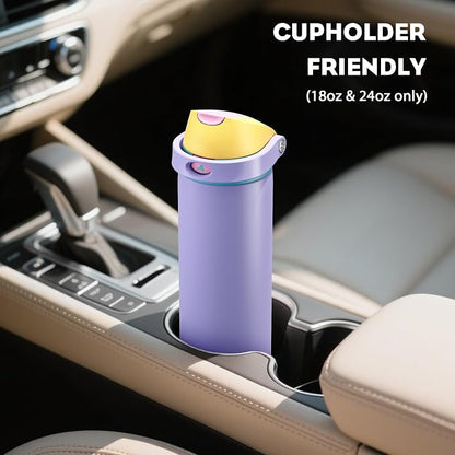 POWCAN 18 oz Insulated Water Bottle: 2-in-1 Push-Button Spout & Quick-Flip Straw - Image 5