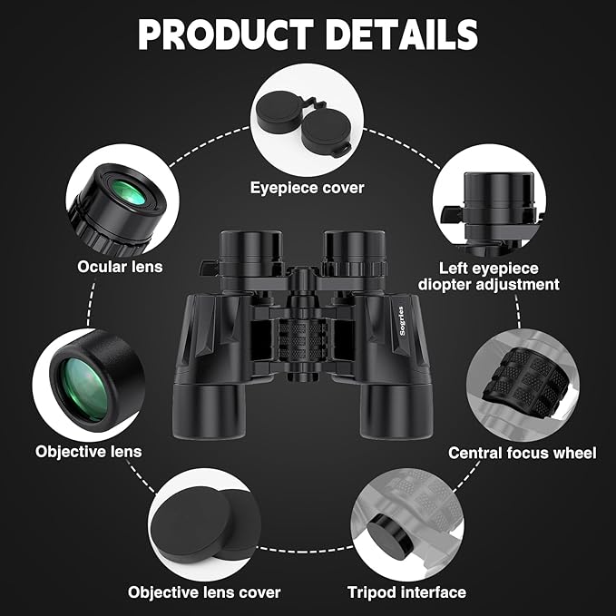 6-16x40 HD Zoom Binoculars for Adults, High Powered, Large View, BAK4 Prism - Image 5