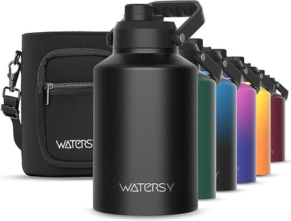 WATERSY 1 Gallon Water Bottle Insulated, BPA Free&Leak Proof, 128oz Stainless by Watersy
