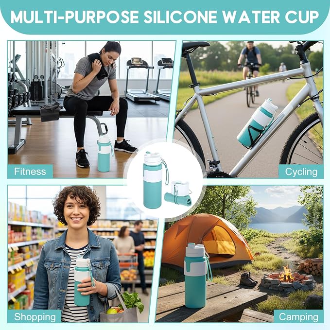 LemonRoad 4 Pcs 26 oz Silicone Collapsible Water Bottle, Portable Foldable - Image 6