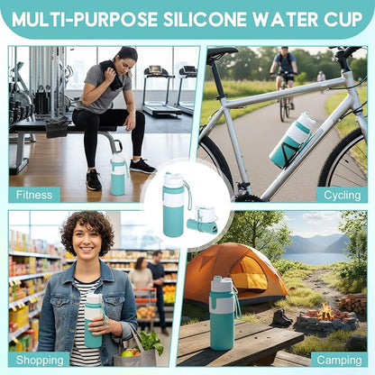 LemonRoad 4 Pcs 26 oz Silicone Collapsible Water Bottle, Portable Foldable - Image 6
