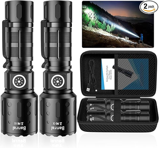 Rechargeable Flashlights High Lumens, Super Bright LED Small Powerful Tactical by Banral