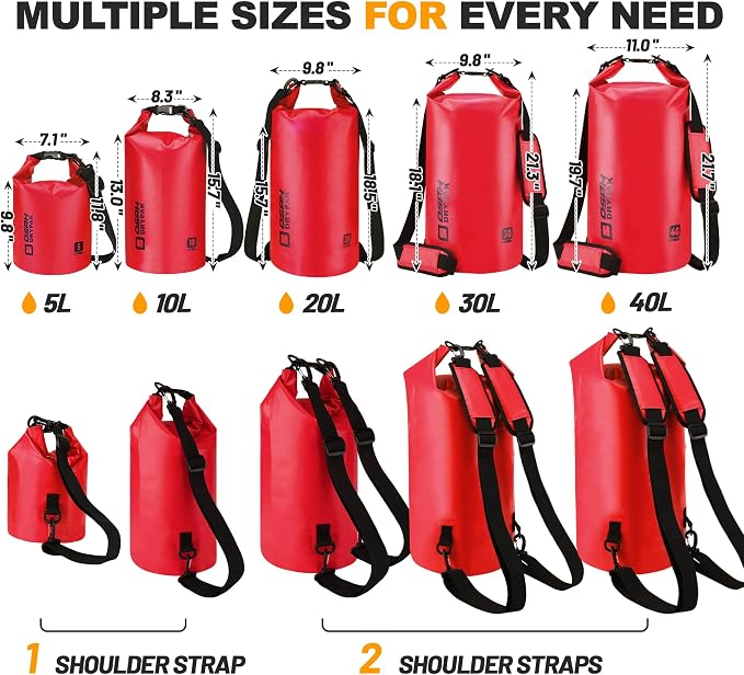 Waterproof Dry Bag, 5L/10L/20L/30L/40L Roll Top Lightweight Storage Backpack - Image 2