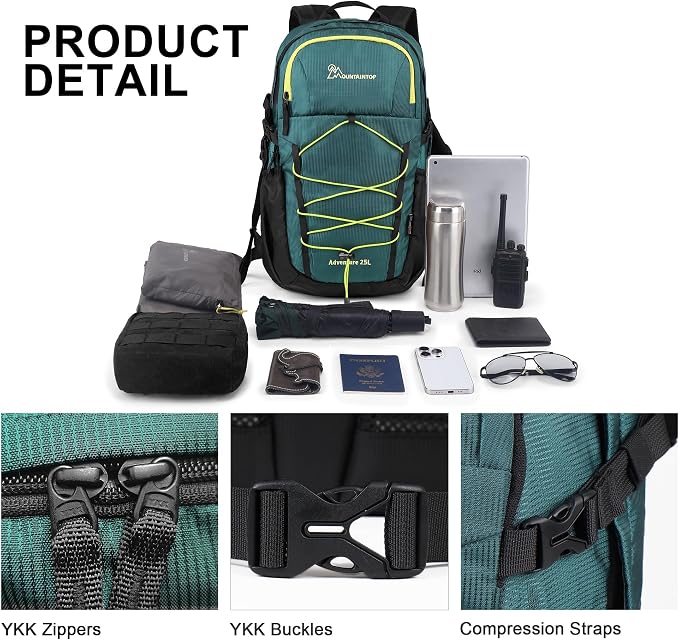 MOUNTAINTOP Hiking Backpack, 25L Camping Backpack, Men Women Hiking Daypack - Image 3