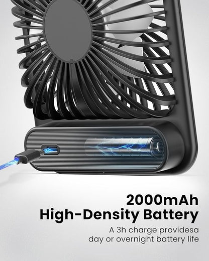 Koonie Battery Operated Desk Fan, Strong Wind, 180° Tilt Folding and 3 Speeds - Image 5