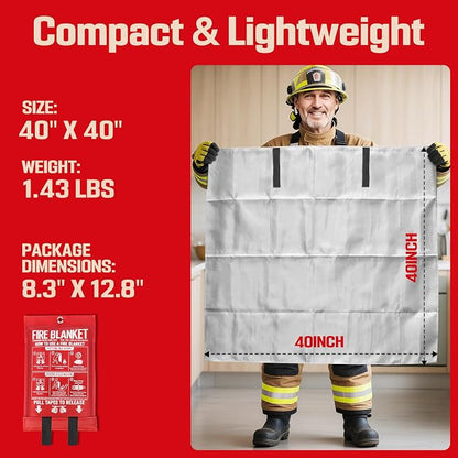 Emergency Fire Blanket 4 Pack 40"x40", Essential Fire Safety Blanket - Image 6