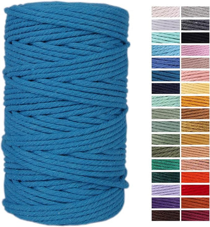 Lake Blue Cotton Macrame Cord, 4mm x 109Yards, Crafts & More by AestheticDesignforYou