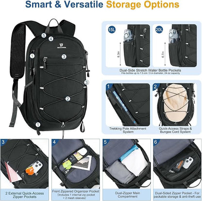 BECOJADDE Hiking Backpack 15L Small Backpack Packable Day pack Water Resistant - Image 3