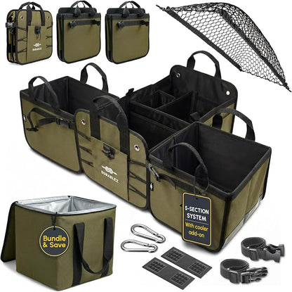 5-Section Extra Large Trunk Organizer – Heavy Duty 1680D Oxford, Collapsible & by DURABLEZ