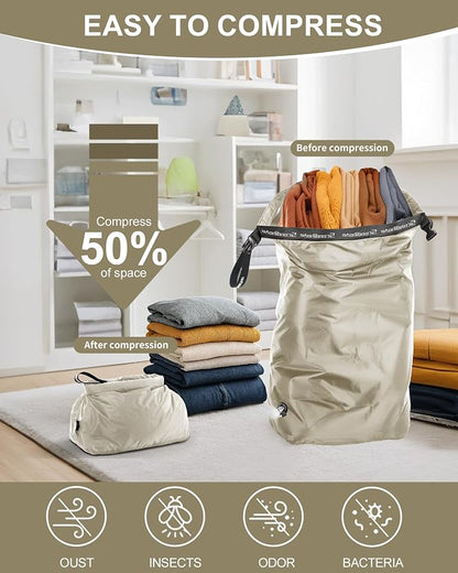 Travel Laundry Bag, Pump-Free Vacuum Compression Dirty Clothes Bag, Medium - Image 3