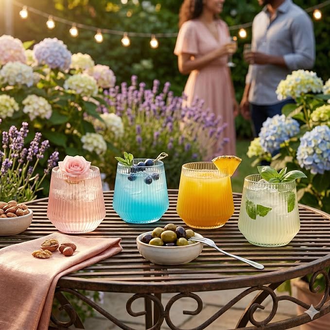 Oojami 40 Pack Origami Ribbed Stemless Plastic Wine Glasses 12 oz - Image 4