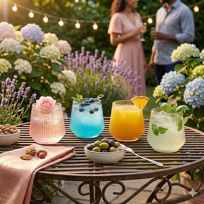 Oojami 40 Pack Origami Ribbed Stemless Plastic Wine Glasses 12 oz - Image 4