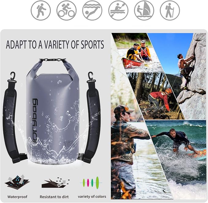 IDRYBAG Dry Bag for Kayaking Waterproof 2L/5L/10L/15L/20L, Small Dry Sack - Image 5