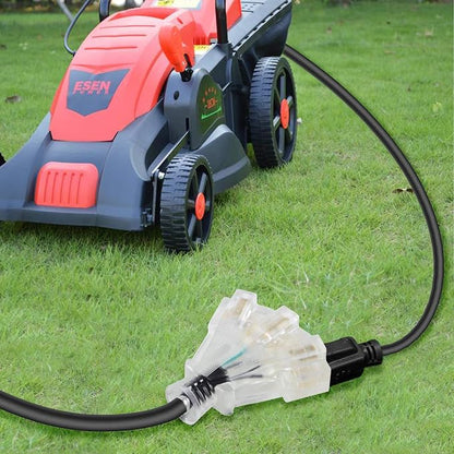 3FT 12/3 Extension Cord Heavy Duty Black 3-Outlet Indoor/Outdoor SJTW Lighted - Image 7