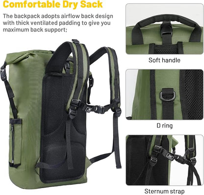 MIER Dry Bag Waterproof Backpack 30L Dry Sack Heavy Duty Roll-Top Closure - Image 3