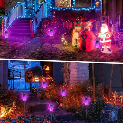 EOYIZW Solar Outdoor Lights, 8 Pack Purple Halloween Decorations Outdoor - Image 6