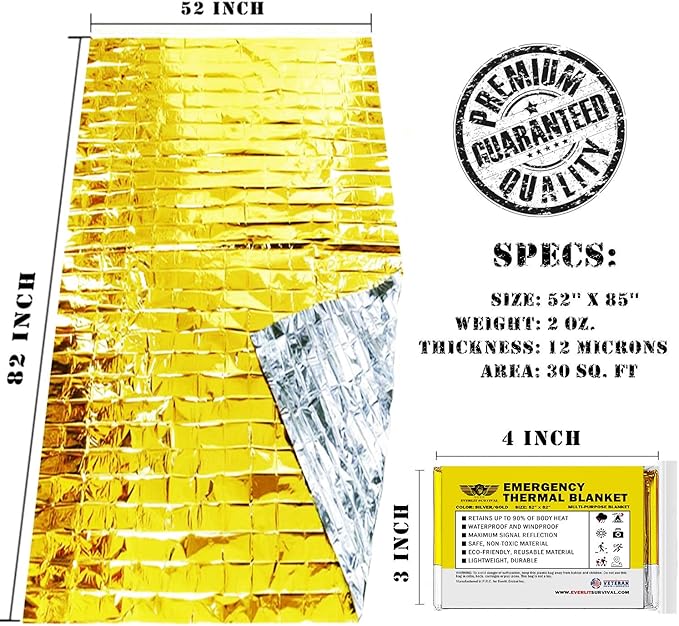 EVERLIT Emergency Mylar Thermal Blankets -Space Blanket Survival kit Camping - Image 2