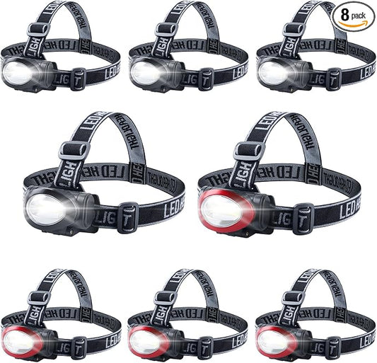 Lichamp Camping Headlamp Flashlight 8 Pack, Outdoor Super Bright COB Head Lamp by Lichamp