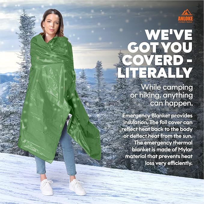 ANLOKE Emergency Blankets Mylar Thermal Blanket of Space Blanket 82" x62''. - Image 3