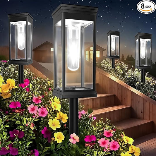 8 Pack Solar Pathway Lights Outdoor, IP65 Waterproof by SolarPathwayLights