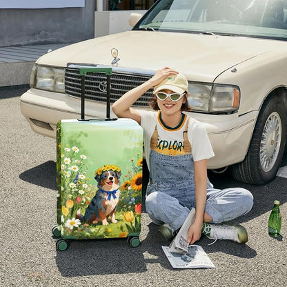 ANNA QUEEN Spring Cute Dog Travel Luggage Cover-Flower Stretchable Airplane - Image 4