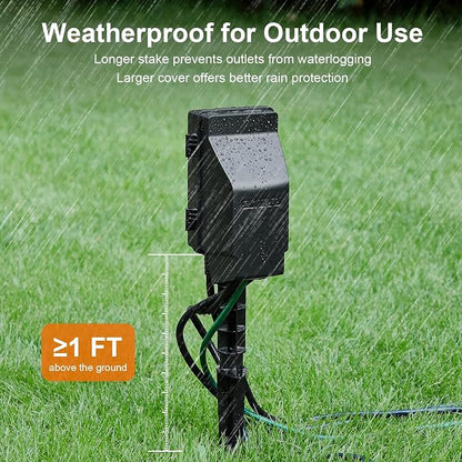 SURAIELEC Outdoor Power Stake, 7-Day Programmable Digital Timer, Power Strip - Image 5