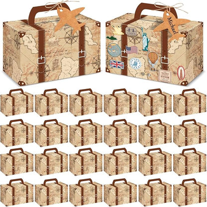 24Pcs Large Suitcase Party Favor Boxes Travel The Map Paper Treat Box by Yiaoyinnz