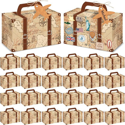 12Pcs Large Suitcase Party Favor Boxes Travel The Map Paper Treat Box by Yiaoyinnz